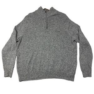 Croft Barrow Sweater Mens XXL Gray Heathered Quarter Zip Long Sleeve Tight Knit